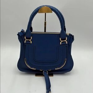 Sold Chloe Navy Blue Satchel/Crossbody with Gold Accents Authentic